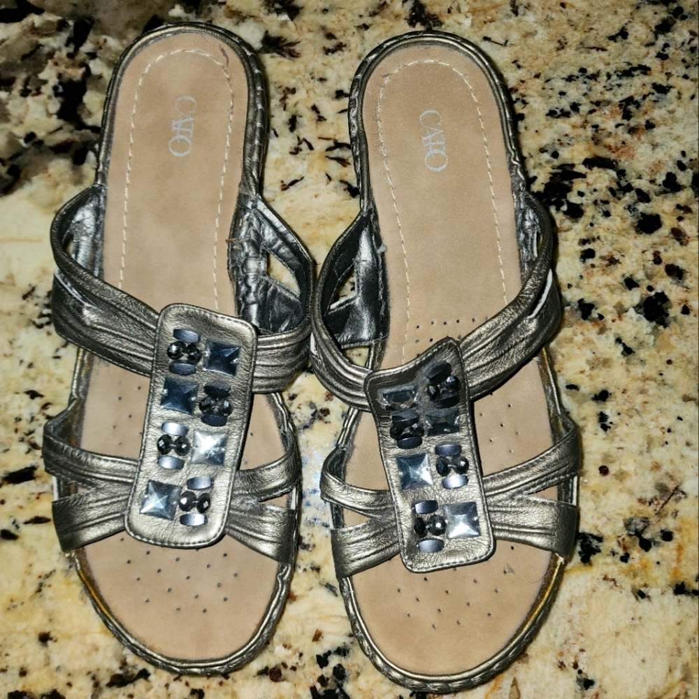 Cato Metallic Sandals with Embellishments